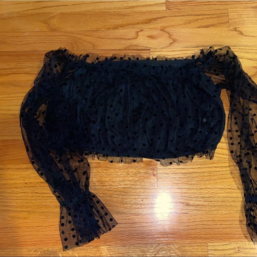 Ruffle Mesh Top🖤🖤